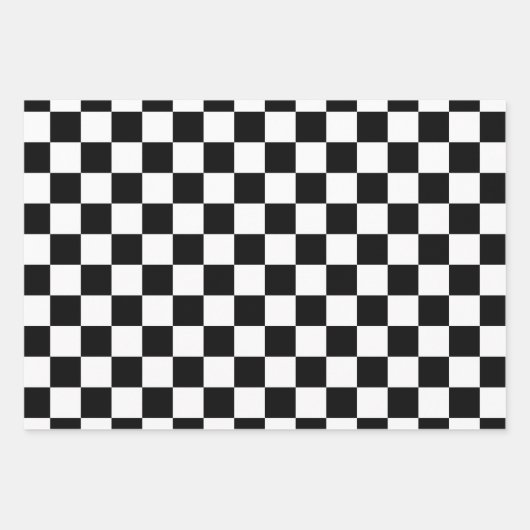 Karo Schwarz-weiß Checked Patches Geschenkpapier Set (Vorderseite)
