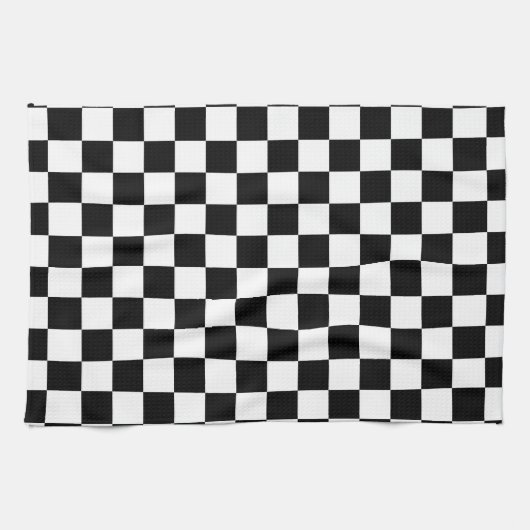 Karo Schwarz-weiß Checked Patches Geschirrtuch (Horizontal)