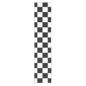Karo Schwarz-weiß Checked Patches Kurzer Tischläufer (Vorderseite)