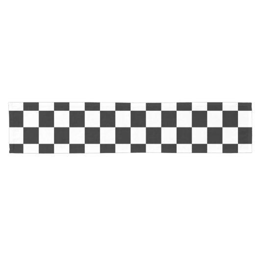 Karo Schwarz-weiß Checked Patches Kurzer Tischläufer (Horizontal)