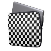Karo Schwarz-weiß Checked Patches Laptopschutzhülle (Vorderseite Links)