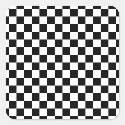 Karo Schwarz-weiß Checked Patches Quadratischer Aufkleber (Vorderseite)