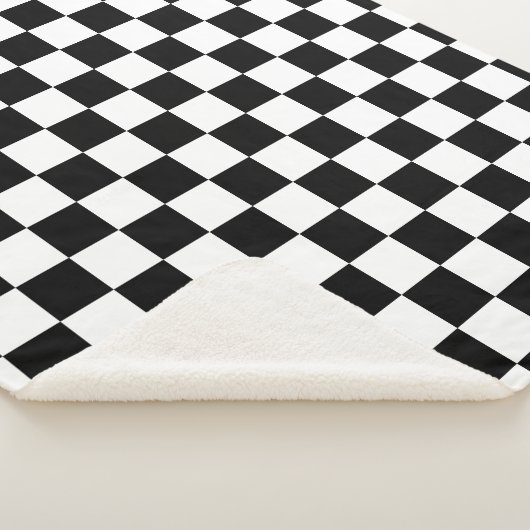 Karo Schwarz-weiß Checked Patches Sherpadecke (3/4)