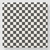 Karo Schwarz-weiß Checked Patches Steinuntersetzer (Vorderseite)
