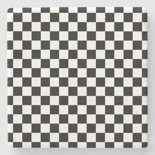 Karo Schwarz-weiß Checked Patches Steinuntersetzer (Vorderseite)