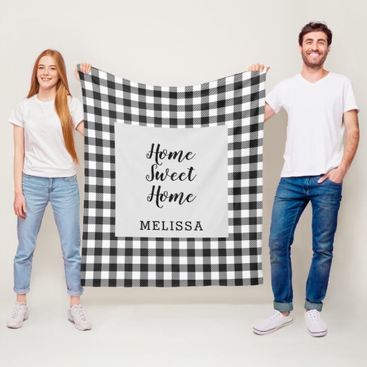 Karo Schwarz Weiß Gingham Fleecedecke (Beispiel)