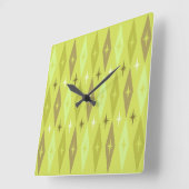 Karo-Stars-Chartreuse der 1950er Jahre Quadratische Wanduhr (Winkel)