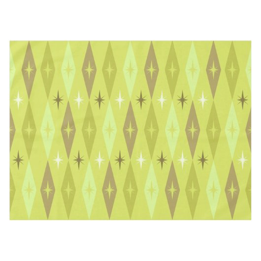 Karo-Stars-Chartreuse der 1950er Jahre Tischdecke (Vorderseite (Horizontal))