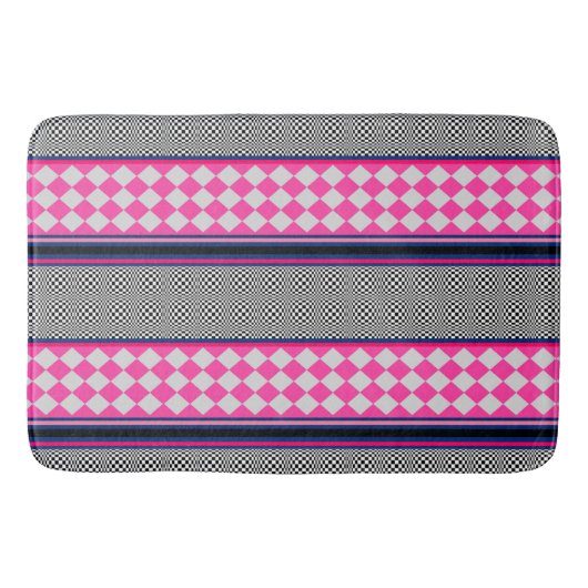 Karo Stripes Harlequin Mixed Pattern Design Badematte (Vorderseite)
