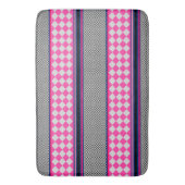 Karo Stripes Harlequin Mixed Pattern Design Badematte (Vorderseite Vertikal)