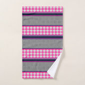 Karo Stripes Harlequin Mixed Pattern Design Badhandtuch Set (Handtuch)