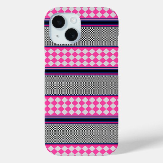 Karo Stripes Harlequin Mixed Pattern Design Case-Mate iPhone Hülle (Rückseite)