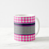 Karo Stripes Harlequin Mixed Pattern Design Kaffeetasse (VorderseiteRechts)