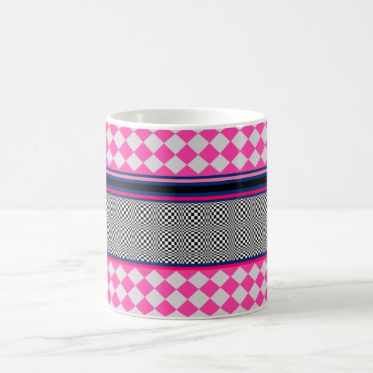 Karo Stripes Harlequin Mixed Pattern Design Kaffeetasse (Mittel)