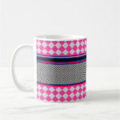Karo Stripes Harlequin Mixed Pattern Design Kaffeetasse (Links)