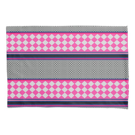 Karo Stripes Harlequin Mixed Pattern Design Kissenbezug (Vorderseite)