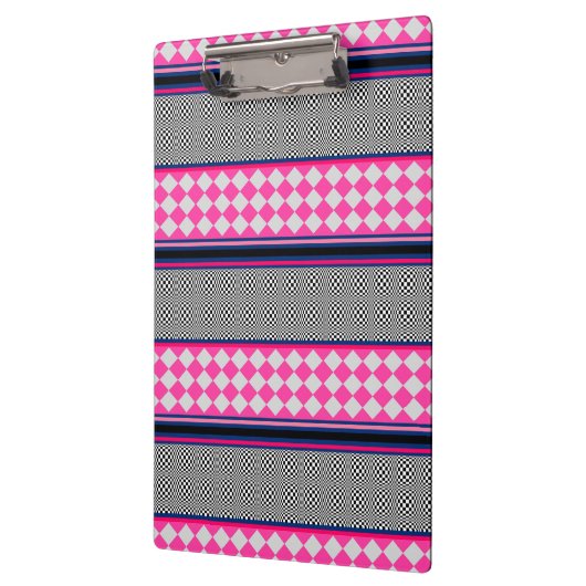 Karo Stripes Harlequin Mixed Pattern Design Klemmbrett (Links)