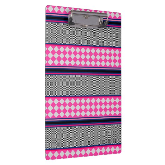 Karo Stripes Harlequin Mixed Pattern Design Klemmbrett (Rechts)