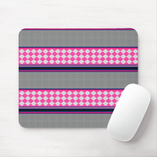 Karo Stripes Harlequin Mixed Pattern Design Mousepad (Mit Mouse)