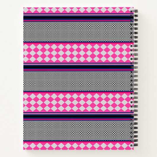 Karo Stripes Harlequin Mixed Pattern Design Notizblock (Rückseite)
