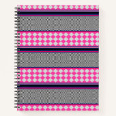 Karo Stripes Harlequin Mixed Pattern Design Notizblock (Vorderseite)