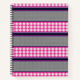 Karo Stripes Harlequin Mixed Pattern Design Notizblock