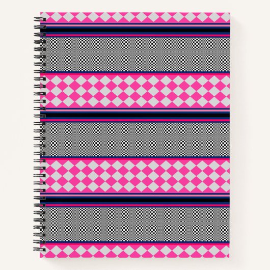 Karo Stripes Harlequin Mixed Pattern Design Notizblock (Vorderseite)