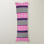 Karo Stripes Harlequin Mixed Pattern Design Seitenschläferkissen (Vorderseite Vertikal)