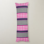 Karo Stripes Harlequin Mixed Pattern Design Seitenschläferkissen (Rückseite (Vertikal))