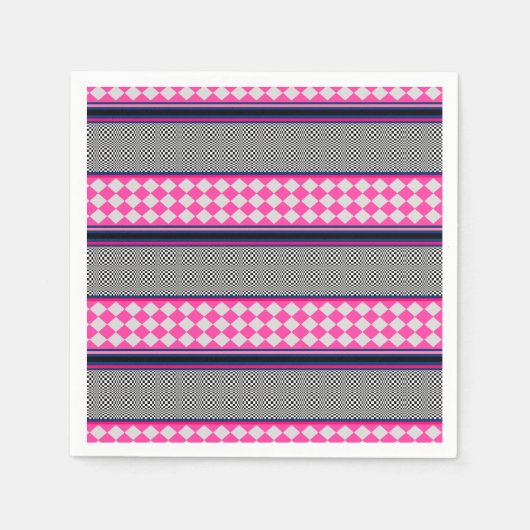 Karo Stripes Harlequin Mixed Pattern Design Serviette (Vorderseite)