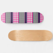 Karo Stripes Harlequin Mixed Pattern Design Skateboard (Horizontal)