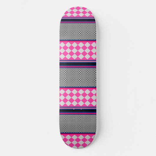 Karo Stripes Harlequin Mixed Pattern Design Skateboard (Vorderseite)