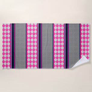 Karo Stripes Harlequin Mixed Pattern Design Strandtuch
