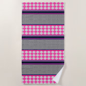 Karo Stripes Harlequin Mixed Pattern Design Strandtuch (Vorderseite)