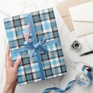 Karo-Tartan Blau-Weiß-Muster Geschenkpapier