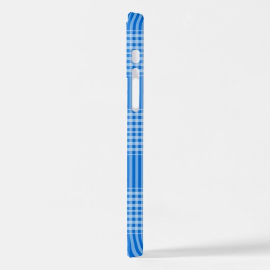 Karo-Tartan-kariert-blaue Tapete iPhone Hülle (Linke Seite)