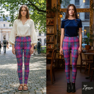 Karo Tartan Pink Lila Türkis Neon Leggings