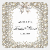 Karo- und Perlhühner-Brautparty Quadratischer Aufkleber (Vorderseite)