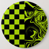 Karo und Wirbel - Kalkgrün und Schwarz Button (Vorderseite)