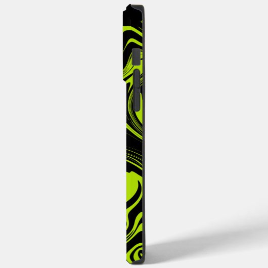 Karo und Wirbel - Kalkgrün und Schwarz Case-Mate iPhone Hülle (Rückseite / Links)