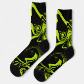 Karo und Wirbel - Kalkgrün und Schwarz Socken (Linkes Detail)