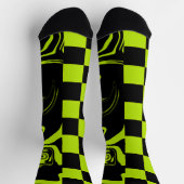 Karo und Wirbel - Kalkgrün und Schwarz Socken (Oben)