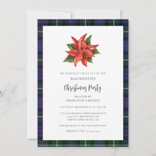 Karo-Wasserfarbe Elegante Weihnachtsfeier Tartan Einladung