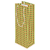 Karo Watermelon Geschenktüte Für Weinflaschen (Rückseite Schrägansicht)