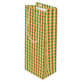 Karo Watermelon Geschenktüte Für Weinflaschen (Vorderseite Schrägansicht)