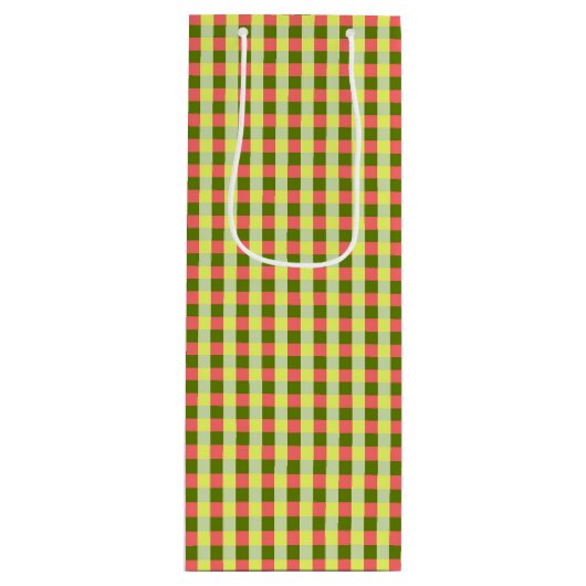 Karo Watermelon Geschenktüte Für Weinflaschen (Vorderseite)