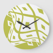 Karo Wavy Brain Thinking - Pear Green White Große Wanduhr (Vorderseite)