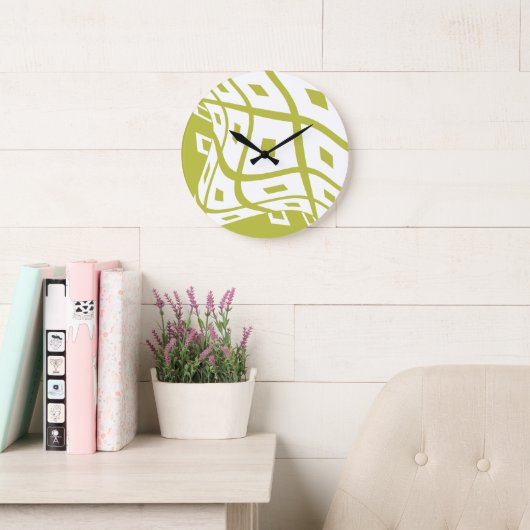 Karo Wavy Brain Thinking - Pear Green White Große Wanduhr (Lesesaal)