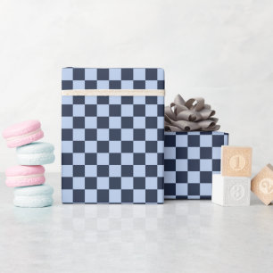 Karo-Weichblau & Dunkelblau - Geschenkpapierrolle Geschenkpapier