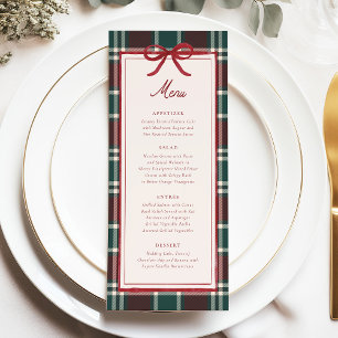 Karo-Weihnachts-Hochzeitsmenü Holiday Tartan Menükarte
